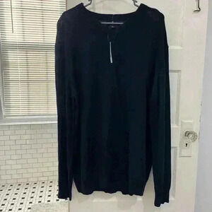 NWT Oleg‎ Cassini navy blue vneck silk cotton blend sweater size xxl